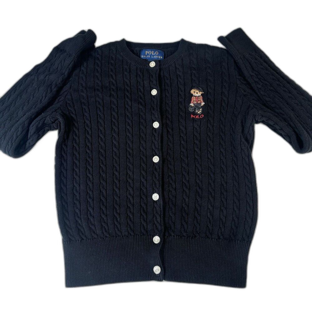 Polo by Ralph Lauren Navy Cable Knit Bear Cardigan